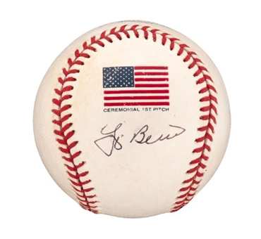 2001 Yogi Berra Signed 2001 World Series Ceremonial First Pitch Ball (JSA)